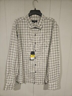 West Zero One Men’s Long Sleeve Button Up Casual Shirt Size XXL Gray Plaid NWT
